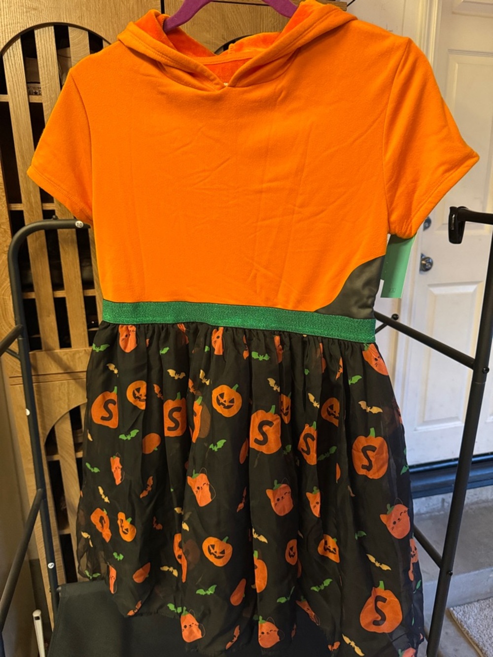 Squishmellows Orange & Black Pumpkin Halloween Dress with hood